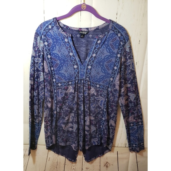 **SALE** LUCKY BRAND purple paisley top S - Picture 1 of 5